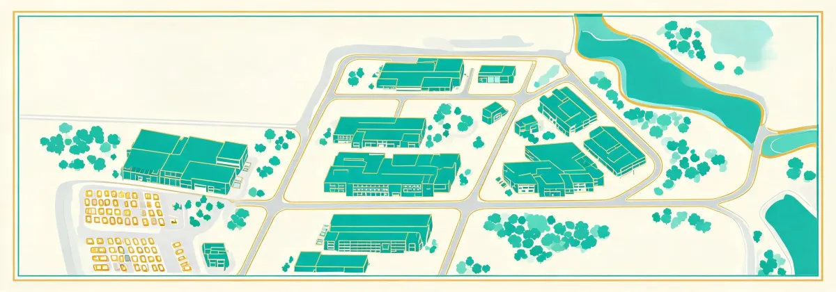 Map illustration of Mannington Salem campus area