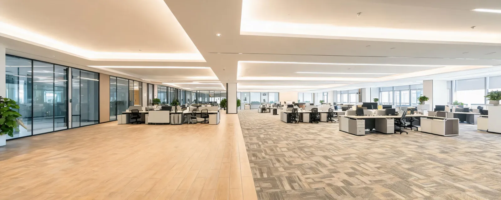 Commercial interior flooring panorama